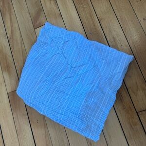 Aden + Anais blue and white striped baby muslin receiving swaddle blanket